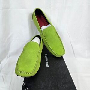Bugatchi Mens Picasso Lime Green Suede Slip On Sporty Driving Loafers 13 Preppy